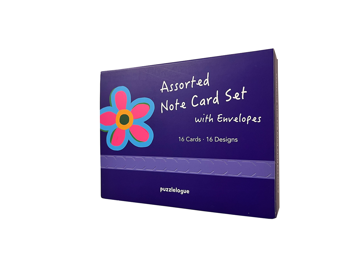 Assorted Note Card Set with Envelopes | 16 Cards, 16 Designs – Puzzlelogue