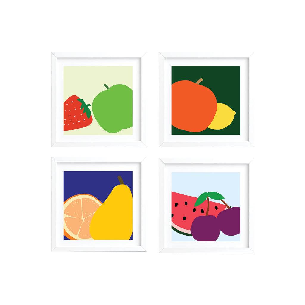 Fruit Party | Art Print Set | Set of 4 Unframed 8 × 8 Inch Art Prints