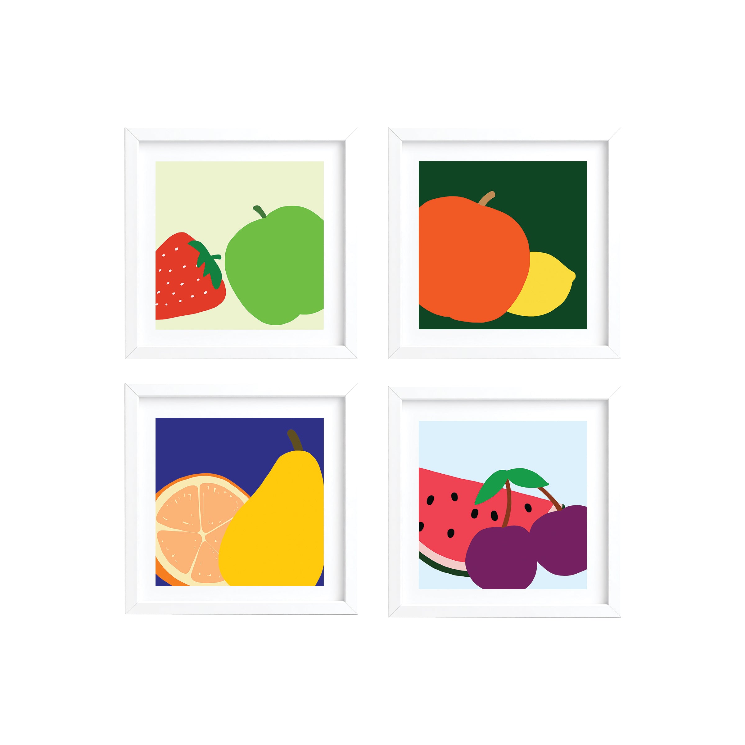 Fruit Party | Art Print Set | Set of 4 Unframed 8 × 8 Inch Art Prints