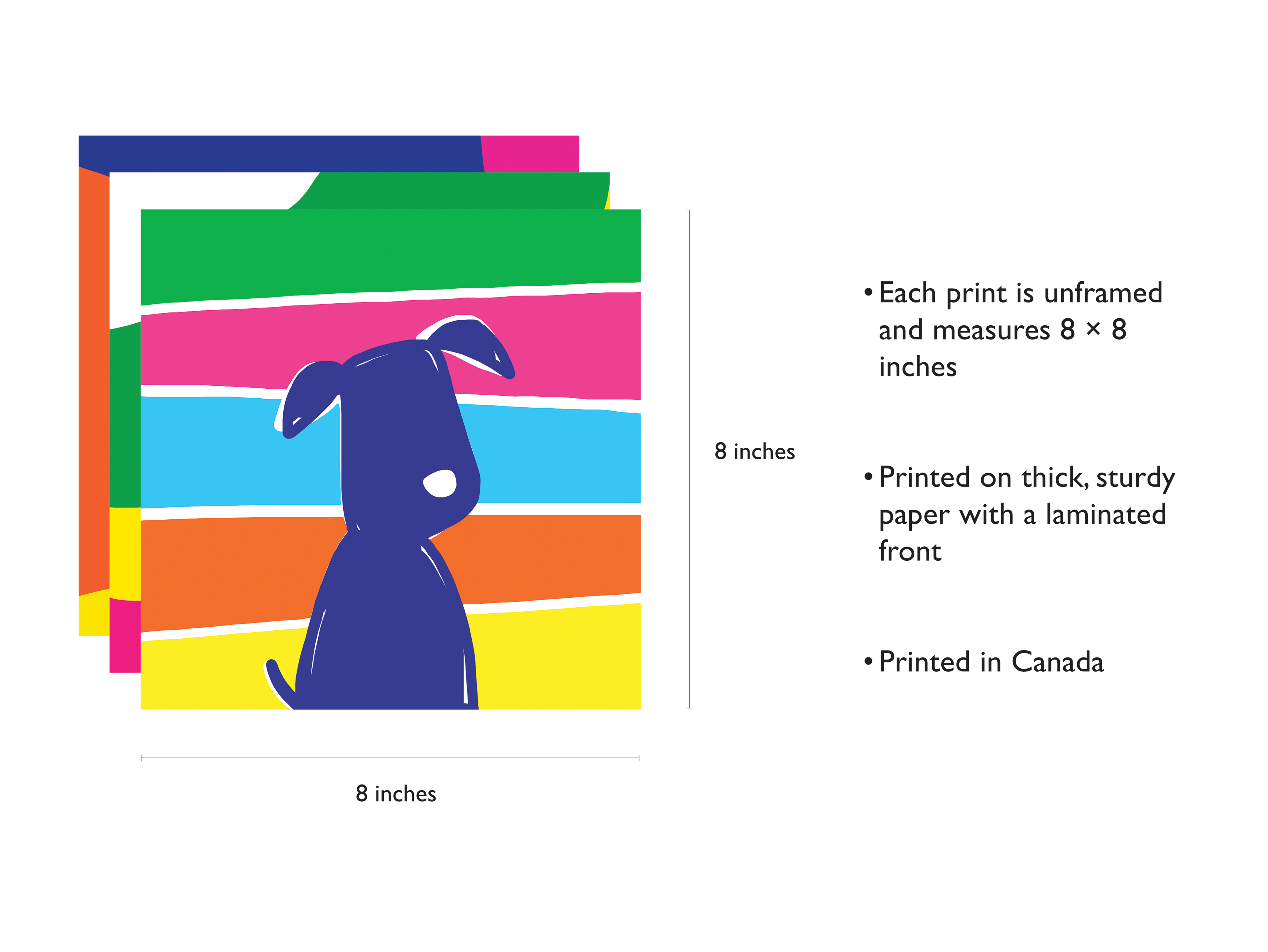 Lovely Friends | Set of 3 Unframed 8 × 8 Inch Art Prints