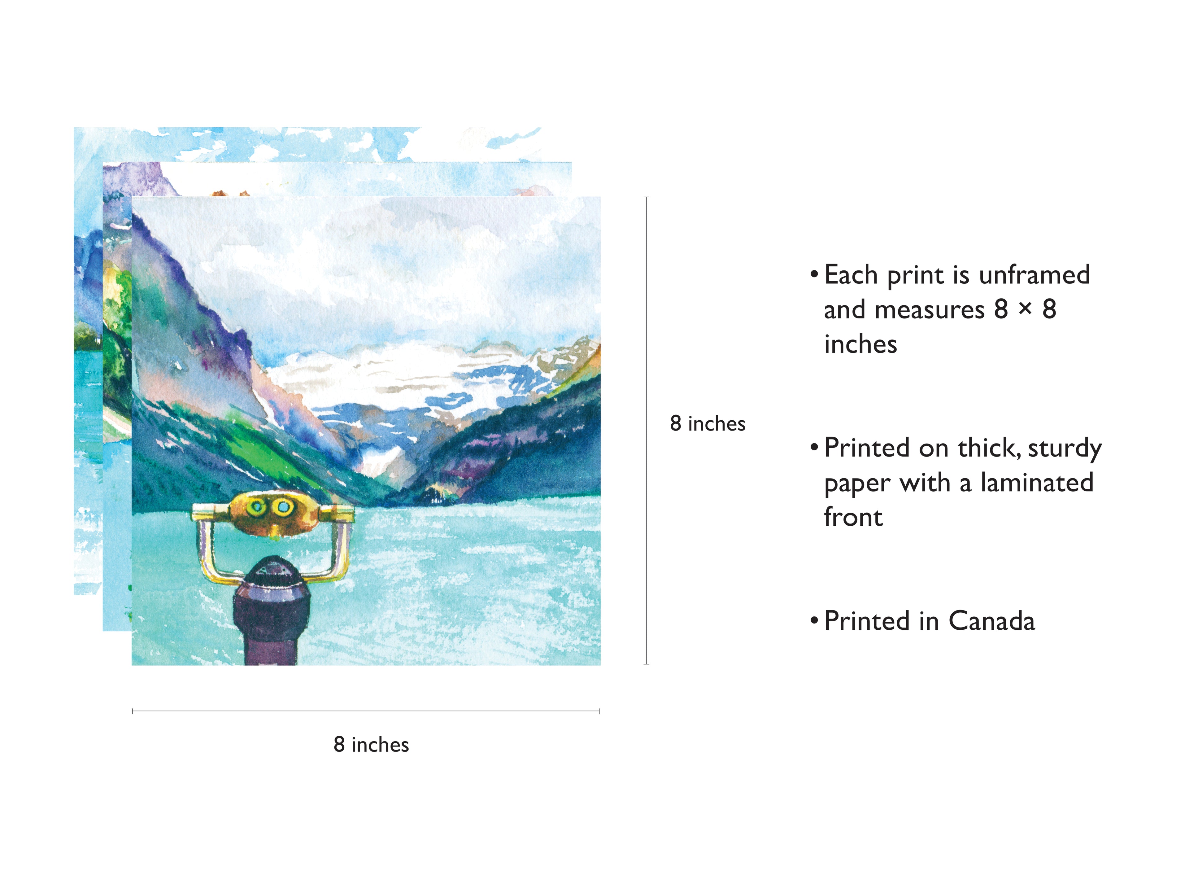 Lake in the Canadian Rockies | Set of 3 Unframed 8 × 8 Inch Art Prints