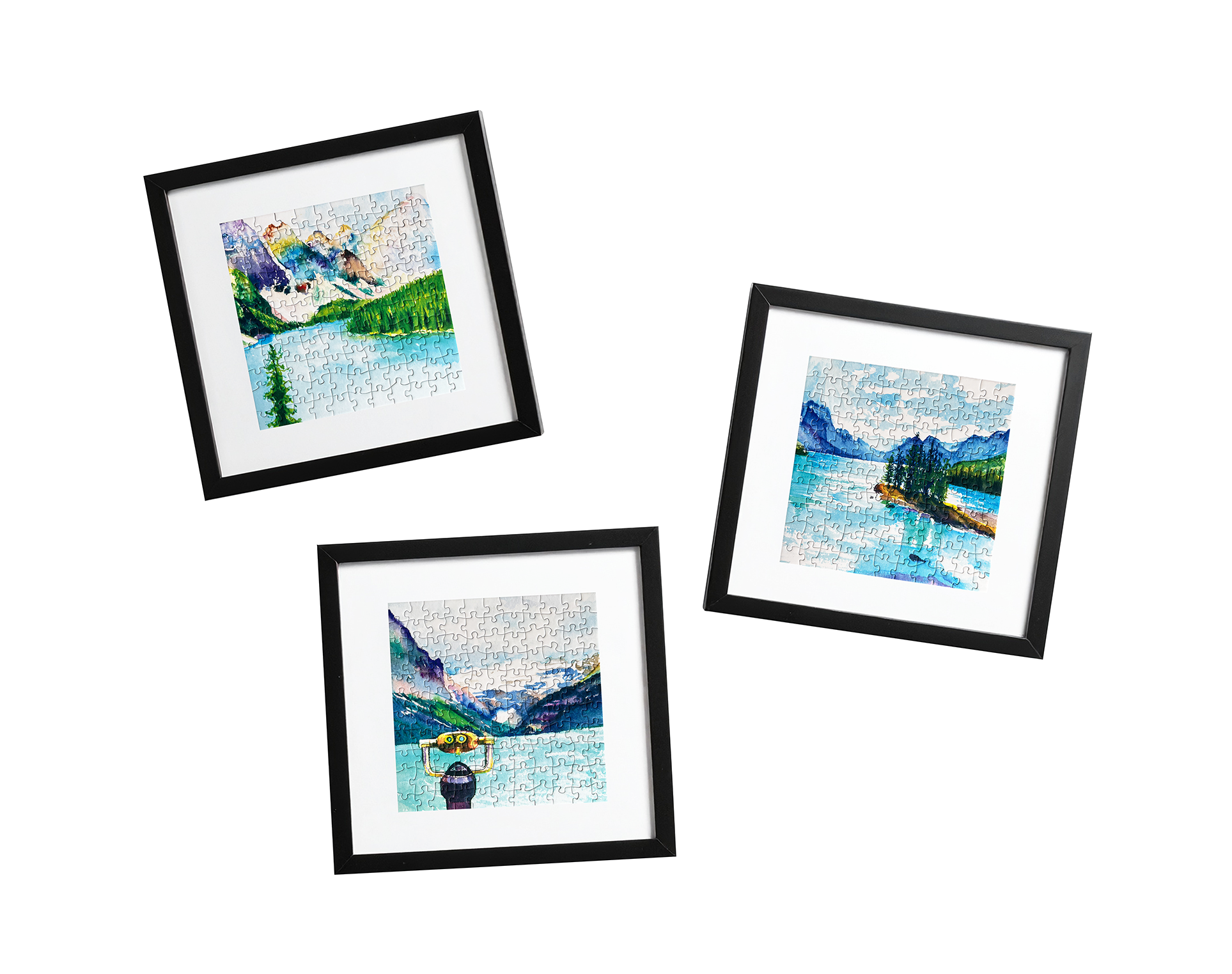 Love from The Canadian Rockies | Set of Three 121-Piece Jigsaw Puzzles | Maligne Lake, Lake Louise, and Moraine Lake