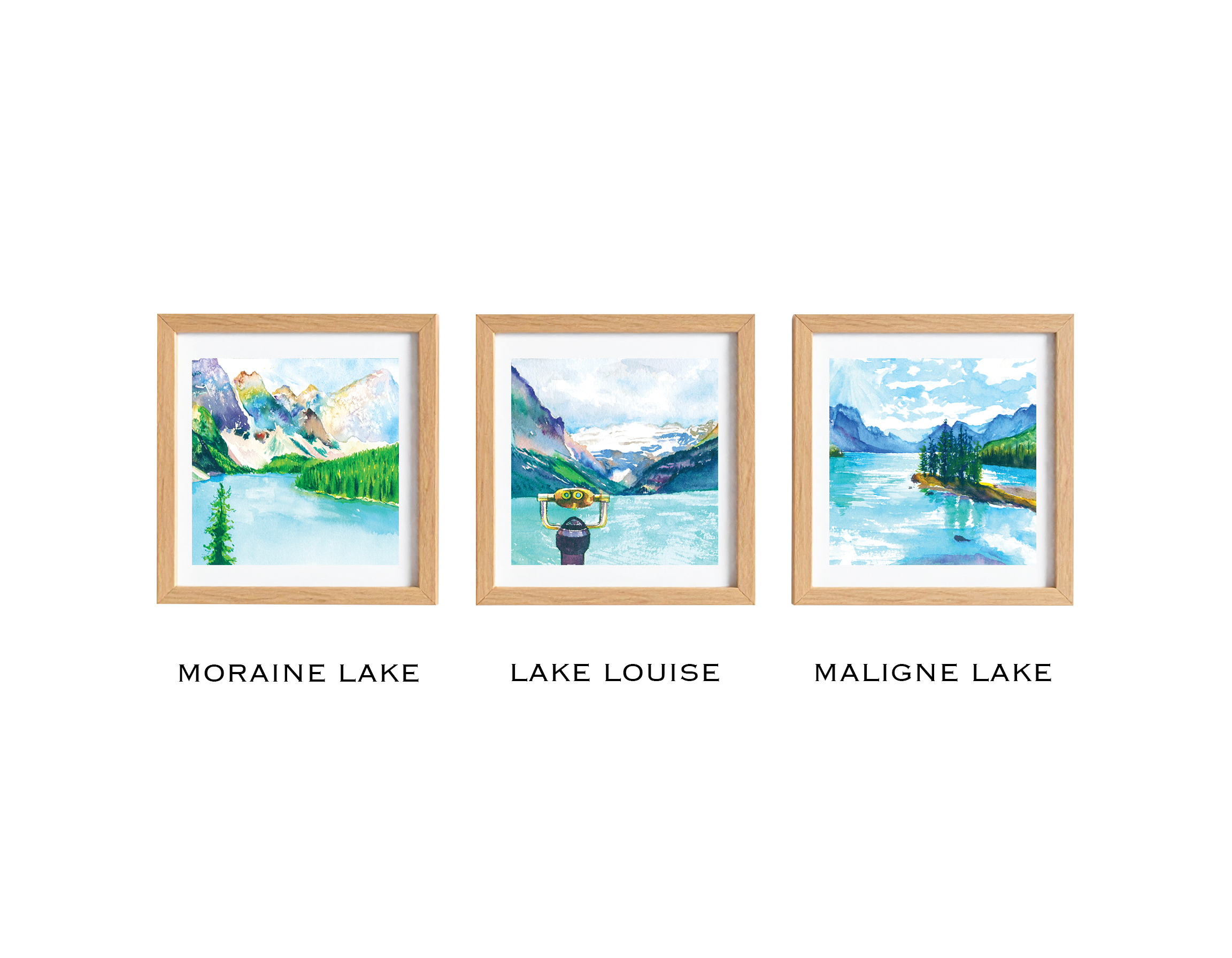 Lake in the Canadian Rockies | Set of 3 Unframed 8 × 8 Inch Art Prints