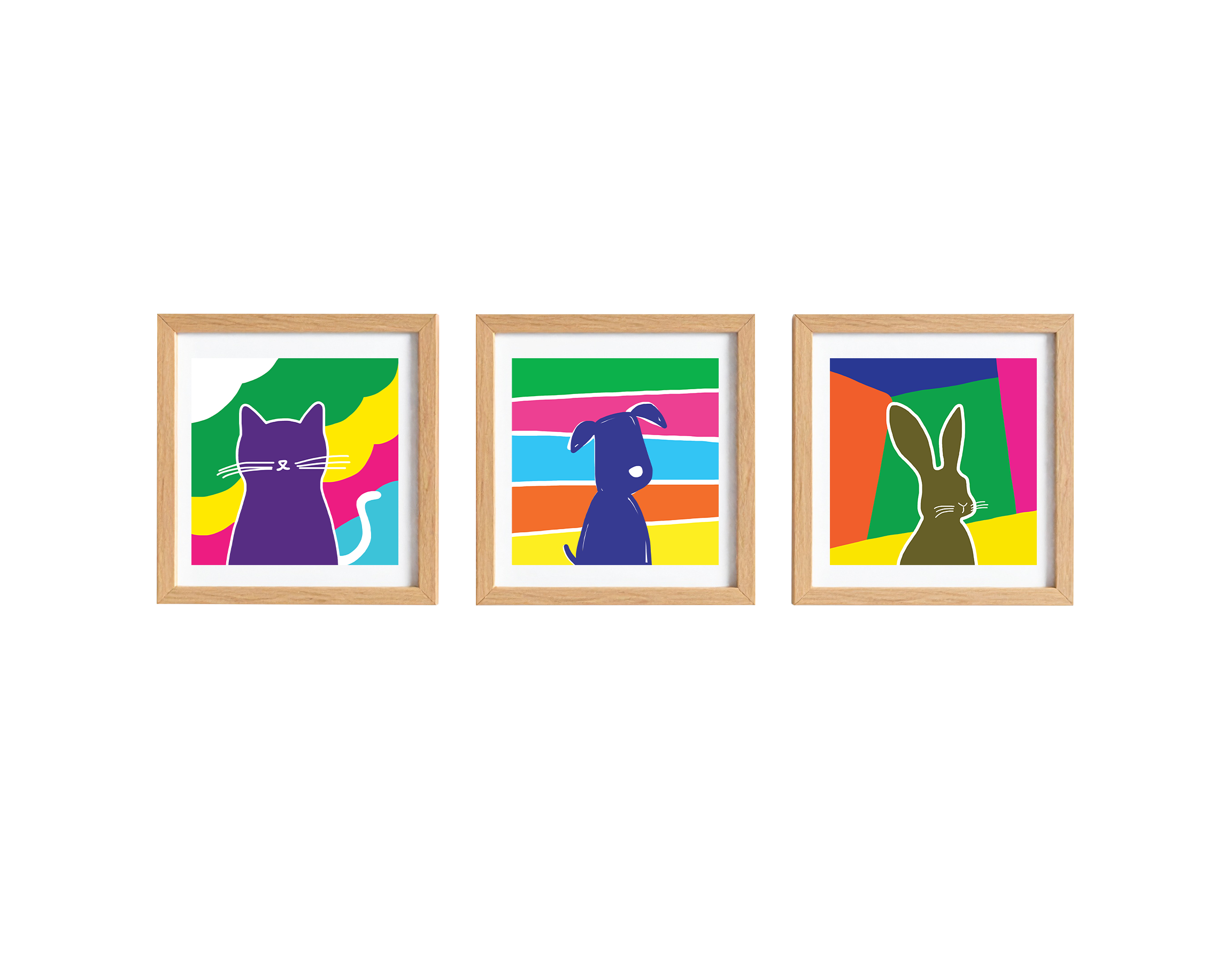 Lovely Friends | Set of 3 Unframed 8 × 8 Inch Art Prints